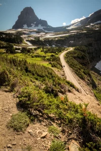 The famous road leading into Glacier National Park from the west.