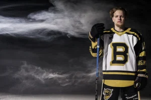 A smoky hero’s portrait of then-Bismarck Bobcats winger Isaac Henkemeyer-Howe.