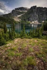 A view above Lower Cedar Lake on the Cedar Lakes Trail in the Cabinet Mountain Wilderness.