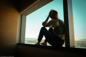 Self-portrait in a high-rise above Las Vegas.