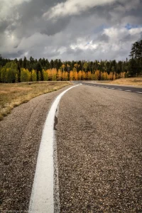An autumnal travel scene in Arizona, en route to the Grand Canyon.