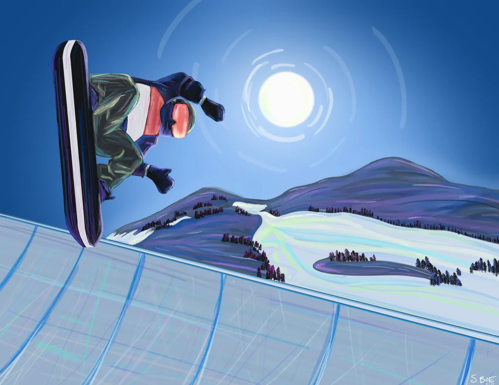 A stylistic action portrait brought on by a newfound acceptance that other winter sports are okay too.