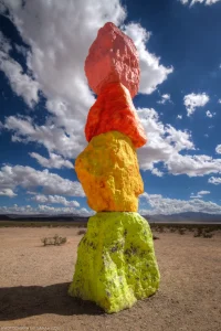 One of seven brightly-colored boulder stacks in the Ivanpah Valley near Las Vegas. Part of the Seven Magic Mountains art installation by Ugo Rondinone.