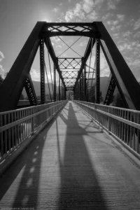 A pedestrian bridge over the Clark Fork River.